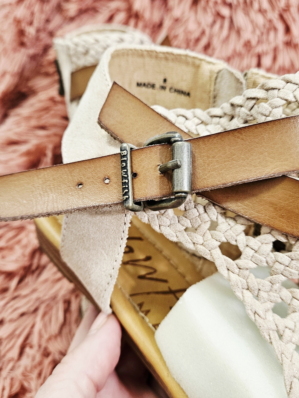 Blowfish Cream Woven Slide Sandal with Tan Insole - Picture 3 of 5
